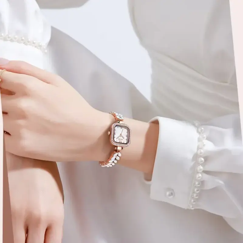 Olevs Silver Dial Rose Gold-Tone Casual Ladies Watch- 9987